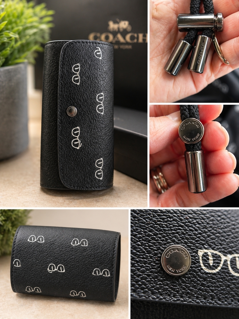COACH Black Sunglasses Case with Drawstring